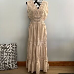Seaspice Resort Wear Gabrielle Tiered Crochet Maxi Dress Size XL Peruvian Beachy